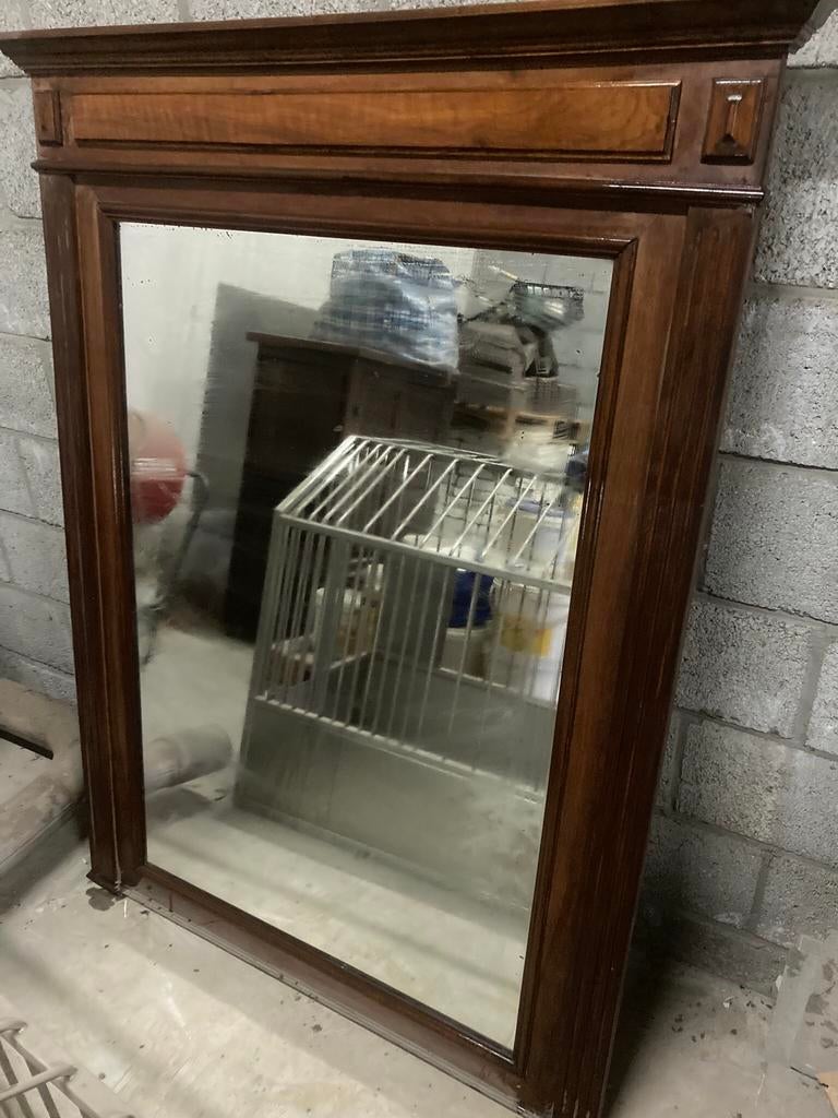 Antieke spiegel mooie houten lambrisering neoclassistisch, Ophalen