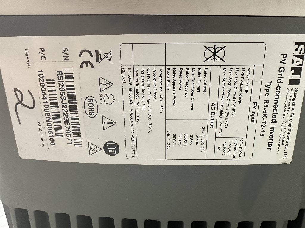 omvormer SAJ R5-5K-T2-15 3F, Ophalen, Nieuw