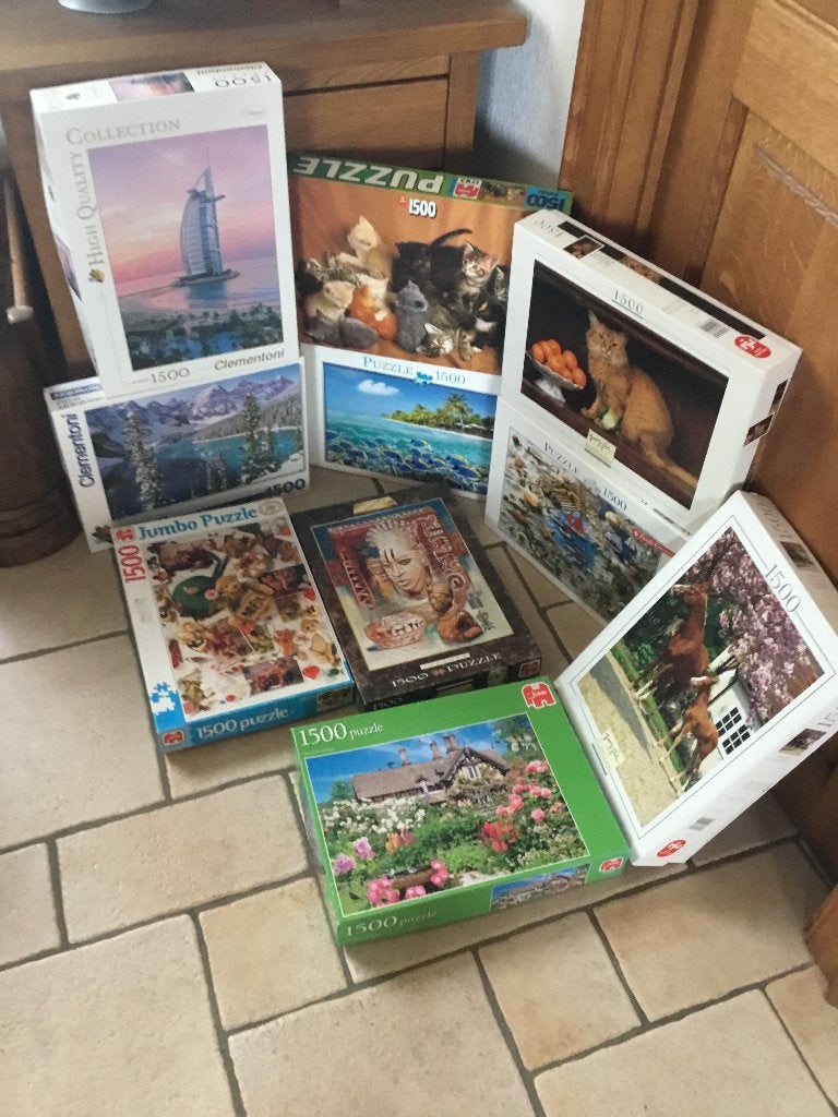 Puzzels 1500 stukjes aan 4 euro per stuk, Ophalen of Verzenden, 500 t/m 1500 stukjes, Gebruikt, Legpuzzel