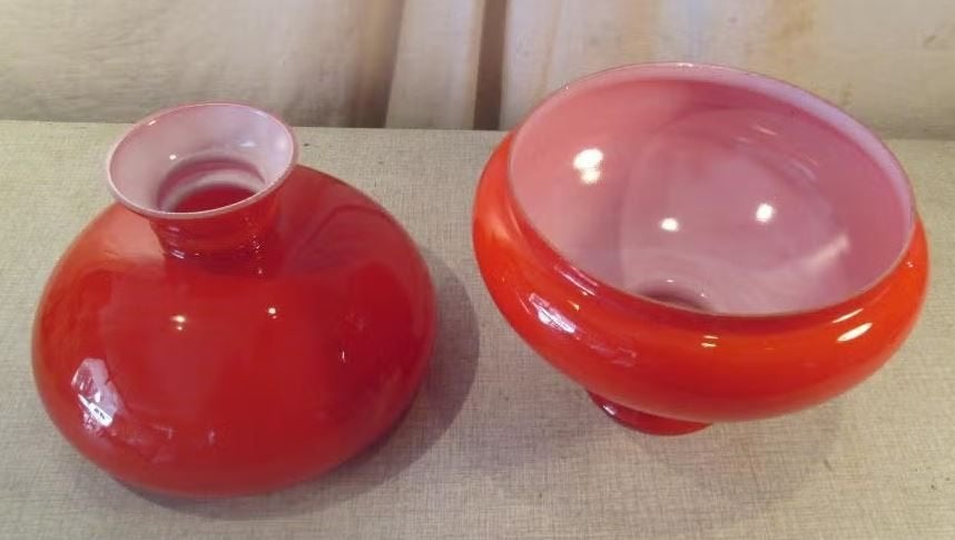 Prachtige Rode LampenKappen - 15H en 18,5D, Maison & Meubles, Lampes | Abat-jour, Rouge, Enlèvement ou Envoi, Rond, Comme neuf