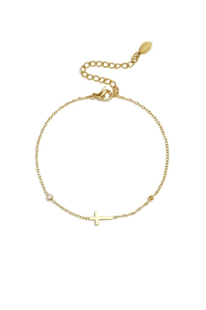 Roestvrijstalen bedelarmbanden met kruisje, eenvoudige, Enlèvement ou Envoi, Neuf, Or, Acier