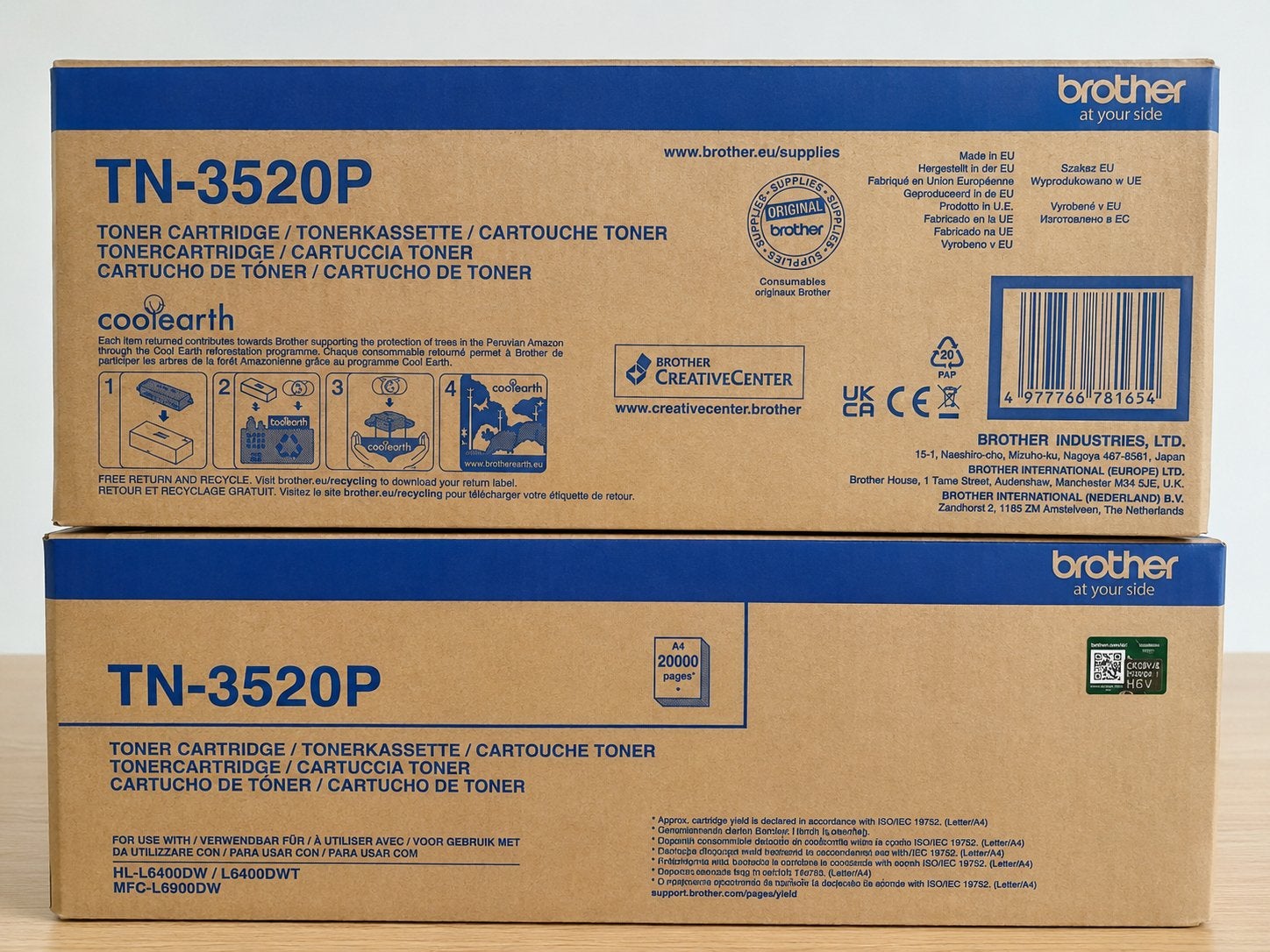 2 Toner Brother TN-3520P Originaux Neufs – 20 000 pages, Enlèvement, Comme neuf, Toner