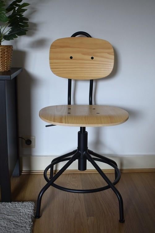 Houten bureaustoel, Huis en Inrichting, Bureaustoelen, Ophalen, Zo goed als nieuw, Beige, Bureaustoel