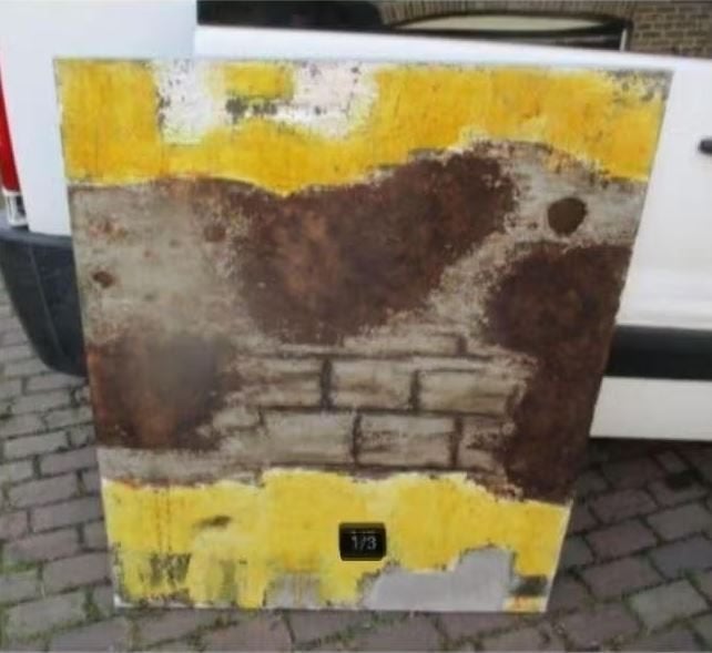 Mooi Abstract Geschilderd Werk 'Bricks in the Wall' - gesign, Antiek en Kunst, Kunst | Schilderijen | Abstract, Ophalen