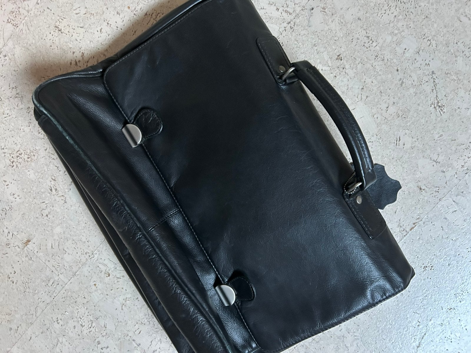 Echt lederen laptoptas en/of  boekentas met draagriem., Ophalen, Gebruikt