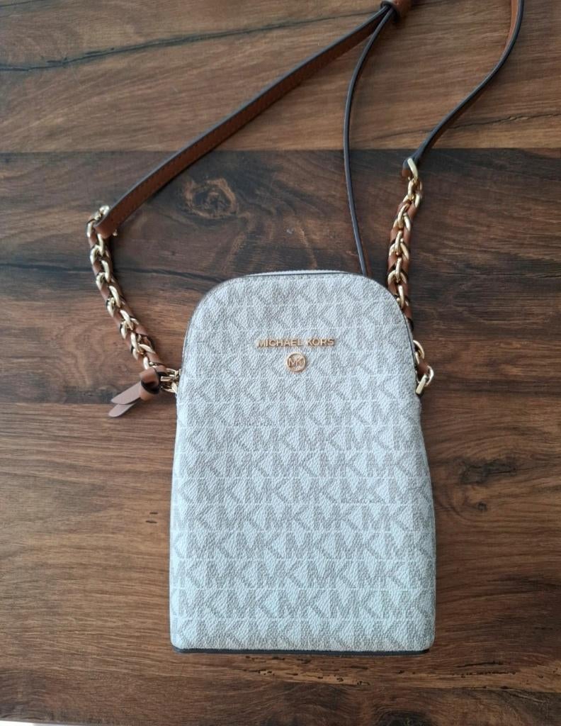 Telefoontasje Michael Kors Jet Set Charm, Handtassen en Accessoires, Tassen | Damestassen, Ophalen, Zo goed als nieuw, Wit, Schoudertasje