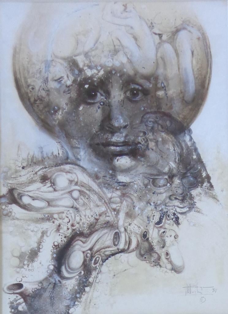 ROGER VAN BELLEGHEM / GEDACHTEN / WERK / 90x70cm / KADER, Enlèvement