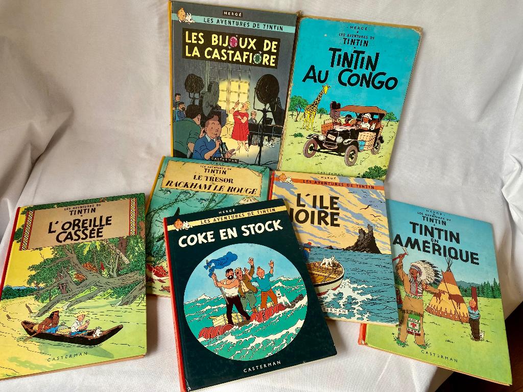 Lot de 7 albums TINTIN, Plusieurs BD, Enlèvement ou Envoi, Utilisé, Hergé
