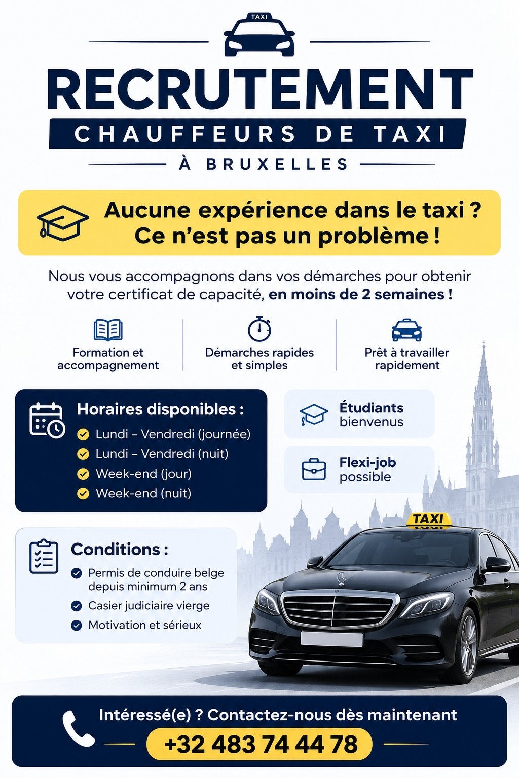 Nous recrutons ! Taxi Bruxellois !, Services de chauffeur