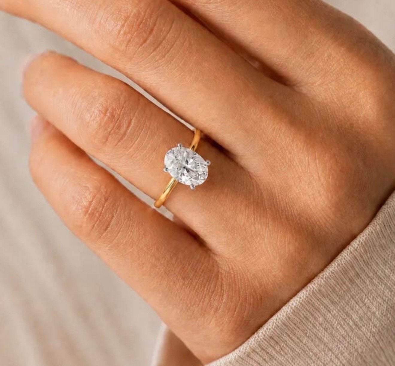 Gouden ring met ovale diamant van 3.07ct met certificaat!, Geel, Nieuw, Ophalen of Verzenden, 17 tot 18