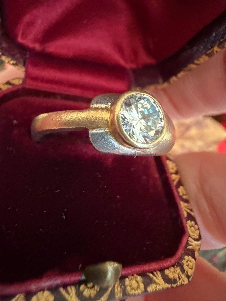 Prachtige ArtDeco Zilveren en Gouden Ring – Gold Filled, Ophalen of Verzenden, Zo goed als nieuw, Dame of Heer, Grijs