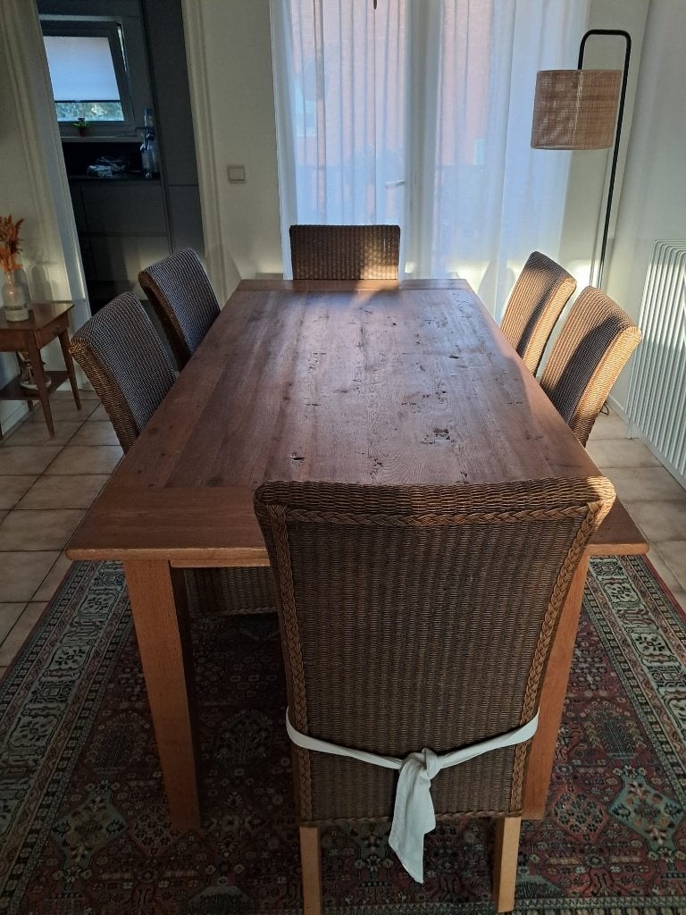Tafel + 6 stoelen te koop!, 150 à 200 cm, Cinq personnes ou plus, Landelijk, Enlèvement