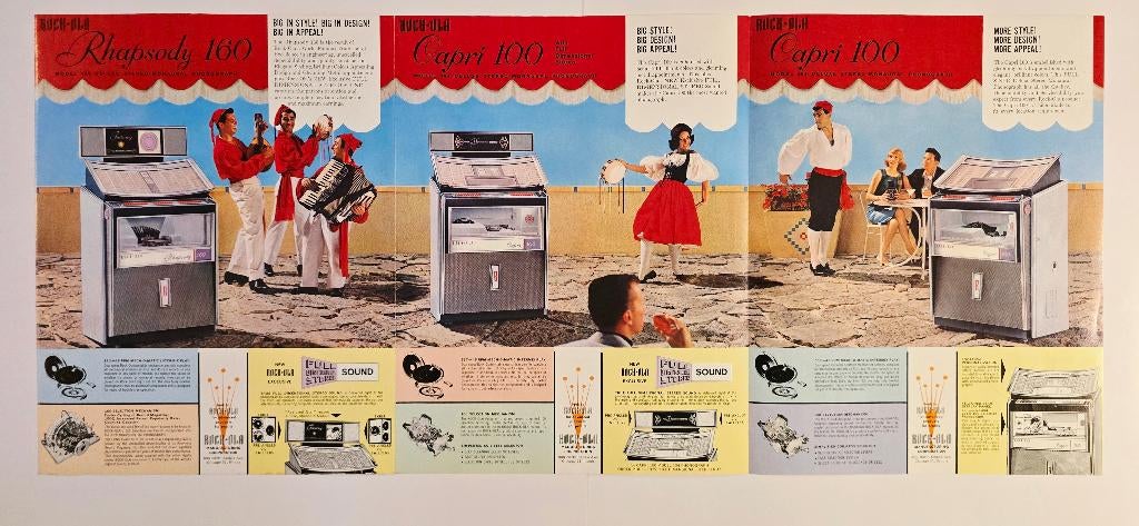 ROCK-OLA Model RHAPSODY CAPRI Juke-Box 1963 original folder, Collections, Enlèvement ou Envoi, Utilisé