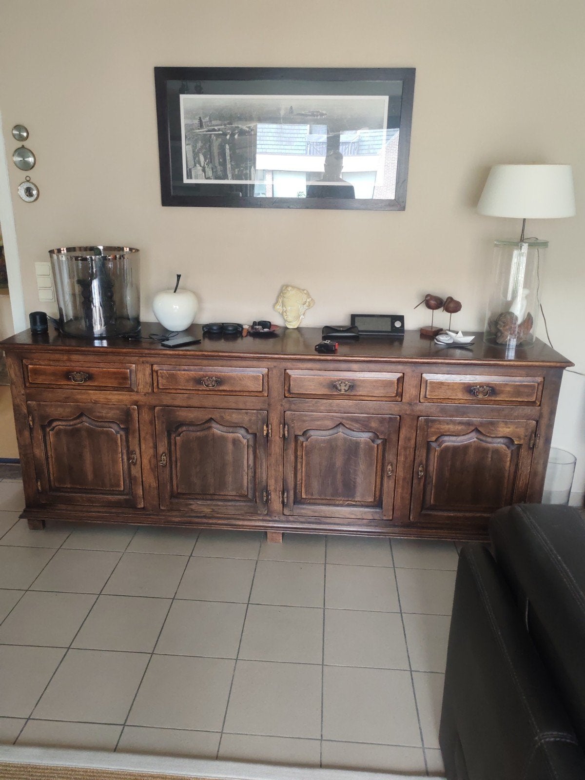Massief eikenhouten dressoir Franse stijl, Ophalen, Gebruikt, Eikenhout, Met lade(s)
