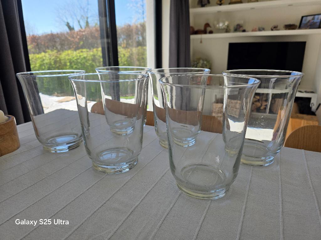 6 PHOTOPHORES ou VASES - VERRE - IKEA - Modèle POMP 18 cm, Enlèvement, Comme neuf, Moins de 25 cm