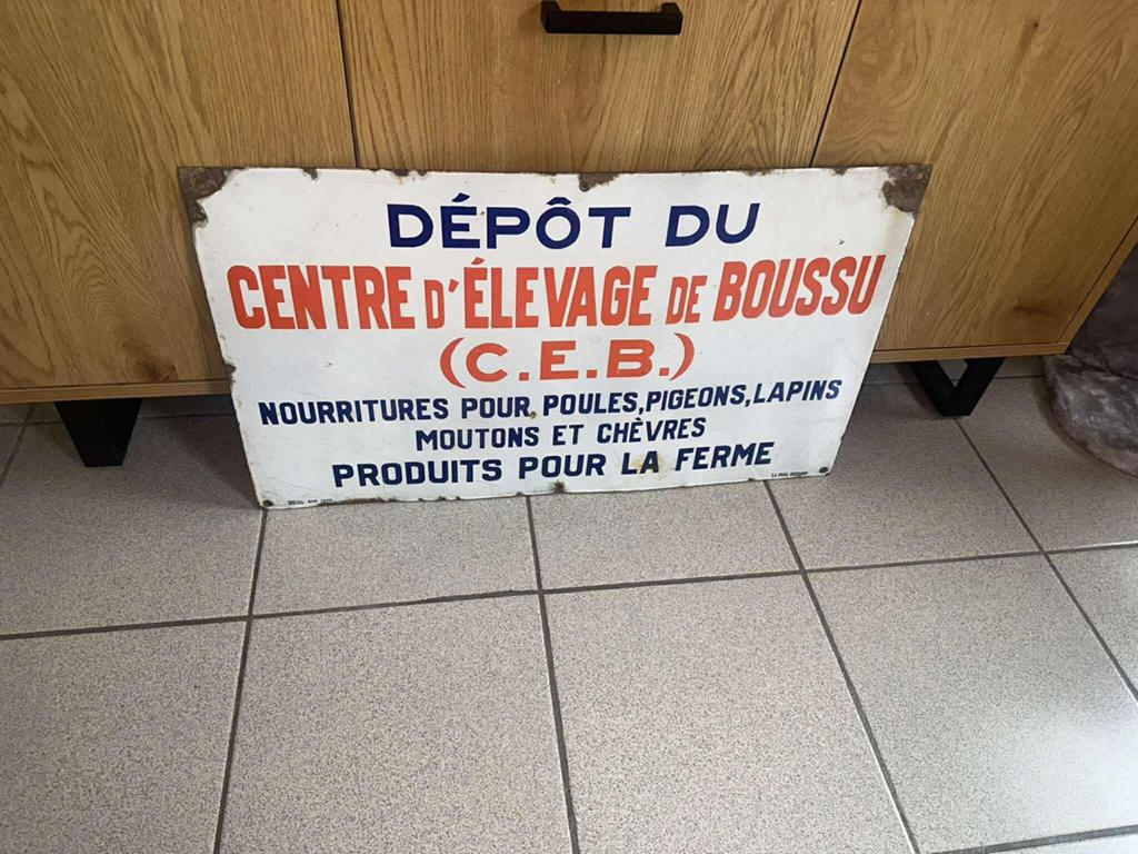 Emaille bord centre D’élevage de Boussu, Ophalen of Verzenden, Zo goed als nieuw, Reclamebord