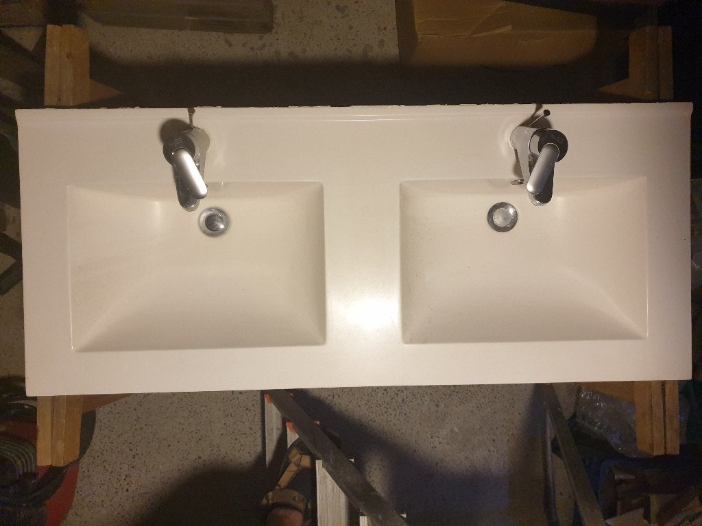 Dubbele lavabo met kranen, Ophalen, Gebruikt, Overige typen