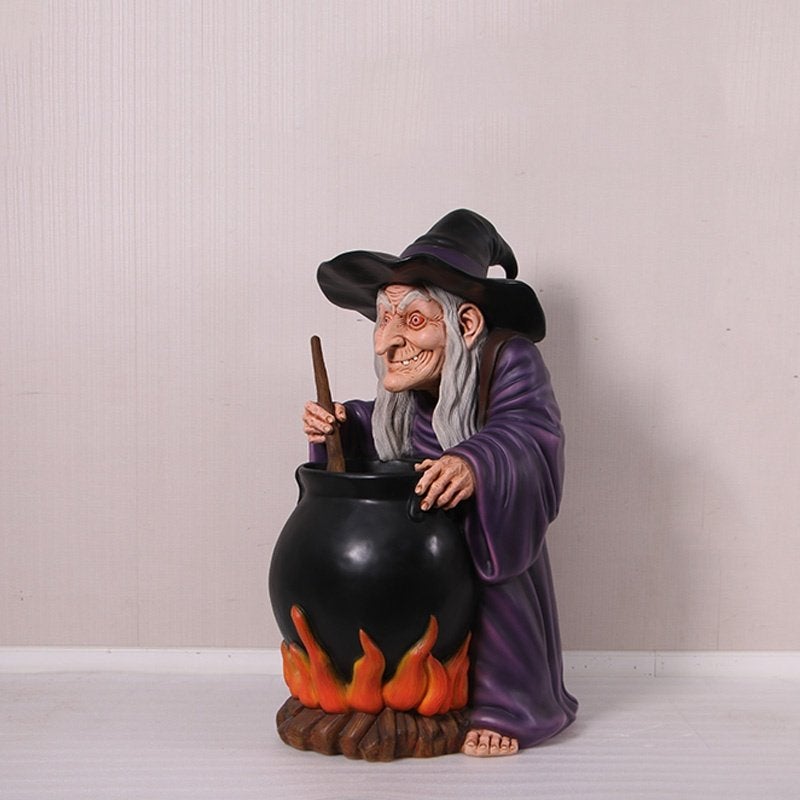 Sorcière avec chaudron — Hauteur de la sorcière 122 cm, Enlèvement, Neuf
