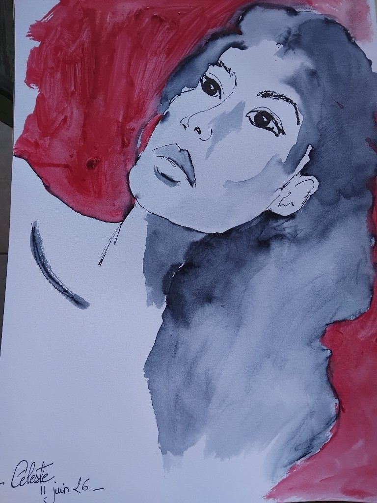 Portret van Celeste, Antiek en Kunst, Kunst | Schilderijen | Modern, Portret, Acrylverf, Papier/karton, Echtheidscertificaat, Gesigneerd