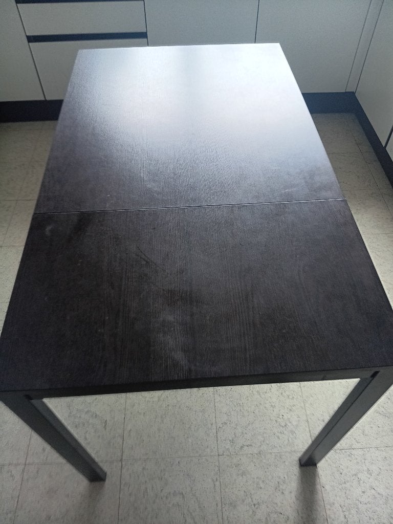 uitschuifbare tafel met 4 stoelen, Ophalen, 50 tot 100 cm, Zo goed als nieuw, 150 tot 200 cm