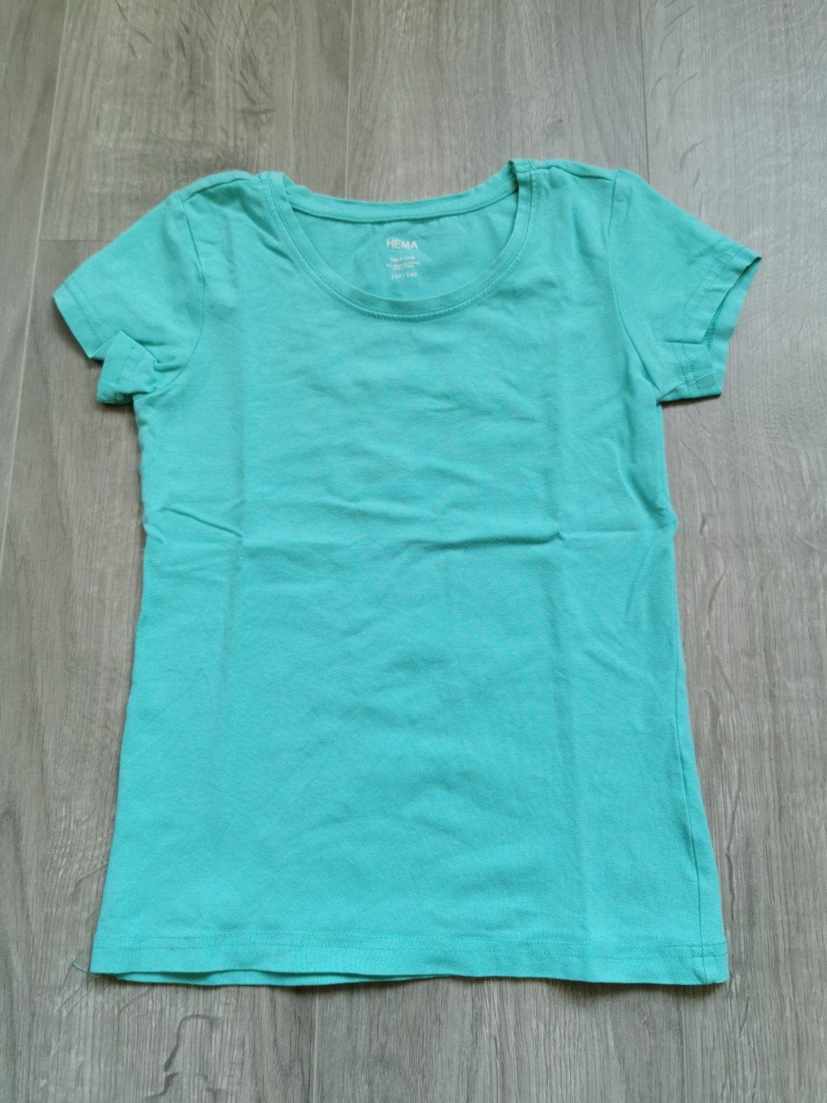 Turquoise t-shirt Hema - maat 134/140, Kinderen en Baby's, Gebruikt, Meisje, Ophalen of Verzenden, Shirt of Longsleeve