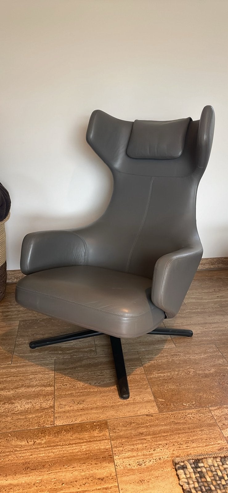 Echte VITRA fauteuil grijs leder -Grand Repos-, Enlèvement, Comme neuf