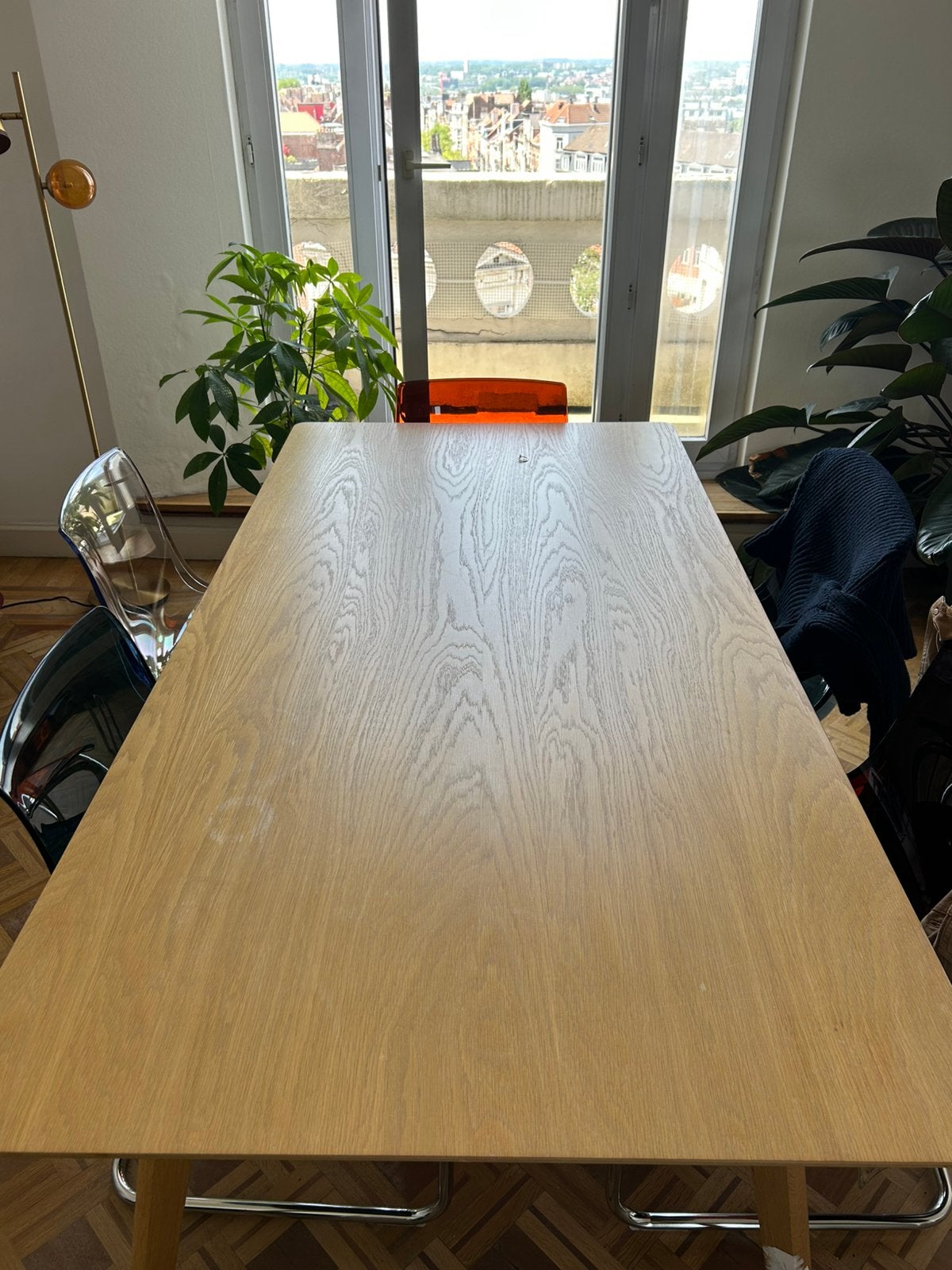 Table à manger en bois clair 6/8 perosnnes, Ophalen, Gebruikt, Vijf personen of meer, Rechthoekig