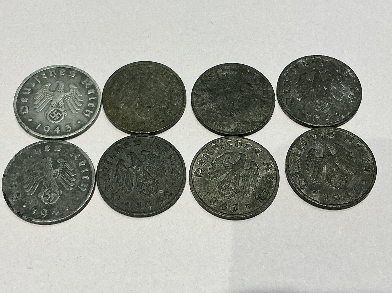 Duitsland lot 8 x 1 Pfennig 1940/1943 zink, Postzegels en Munten, Ophalen of Verzenden