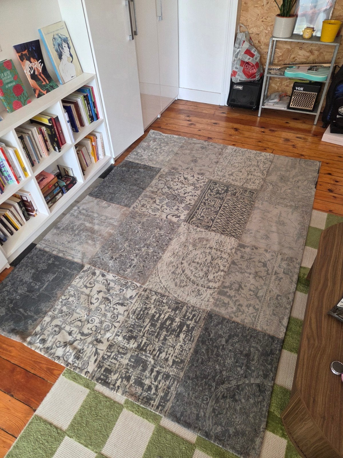 Groot grijs tapijt 160x230cm (patroon/patchwork), Huis en Inrichting, Ophalen of Verzenden, Grijs, Tapijt