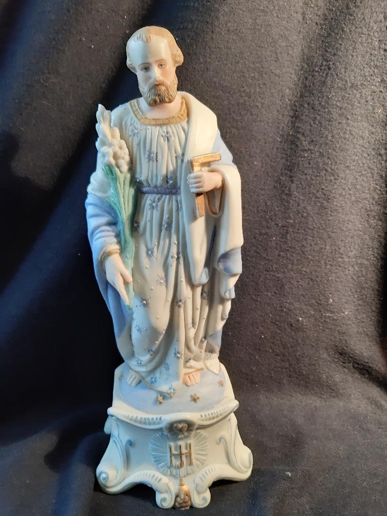 Saint Joseph porcelaine 19ème, Antiek en Kunst, Antiek | Religieuze voorwerpen, Ophalen of Verzenden