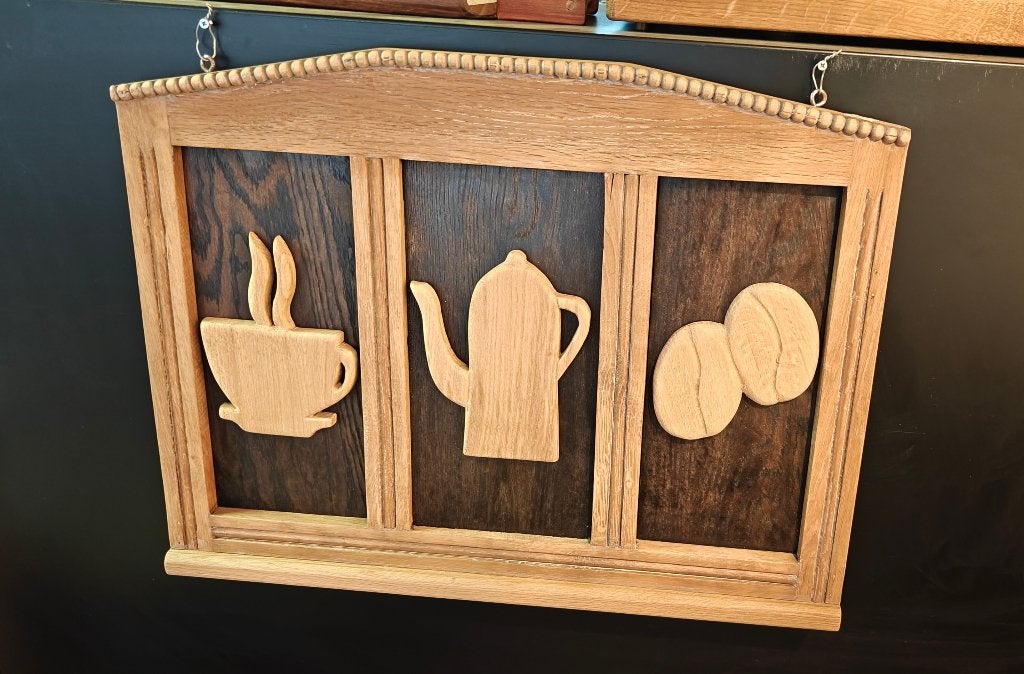 Eiken kader drieluik koffie, Enlèvement ou Envoi, Comme neuf, 50 à 75 cm, Bois