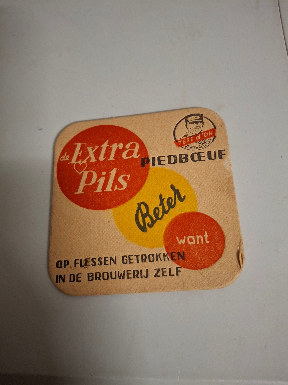 oud bierviltje piedboeuf recto verso, Verzamelen, Ophalen of Verzenden