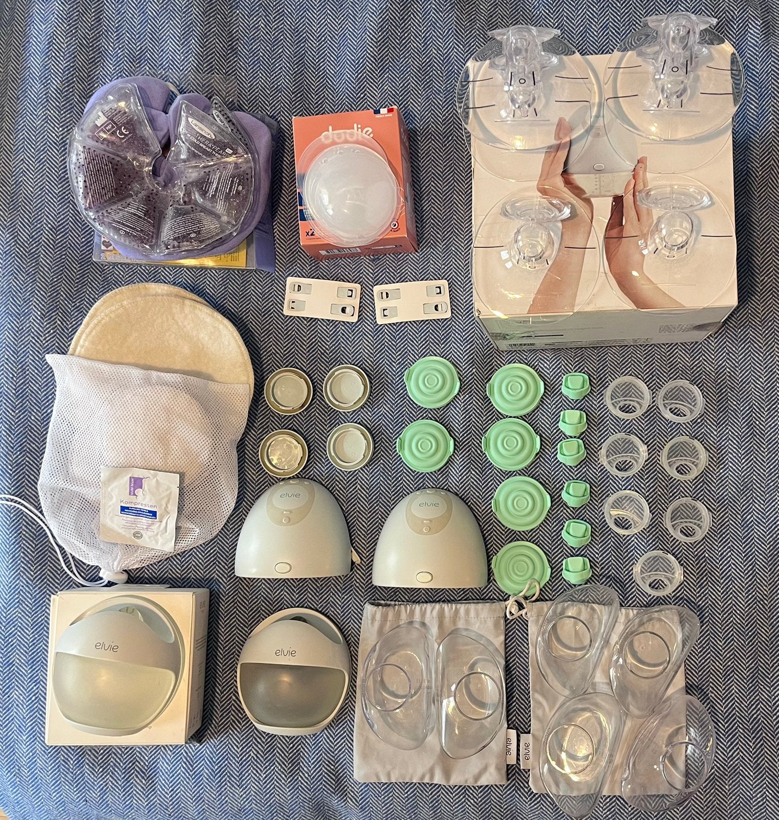 Elvie Pump - dubbele + accesoires en verzorging, Kinderen en Baby's, Ophalen, Elvie