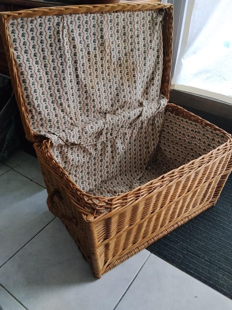 Coffre léger en osier - Vintage - malle tressée - vannerie, Moins de 50 cm, 50 à 100 cm, Comme neuf, Enlèvement