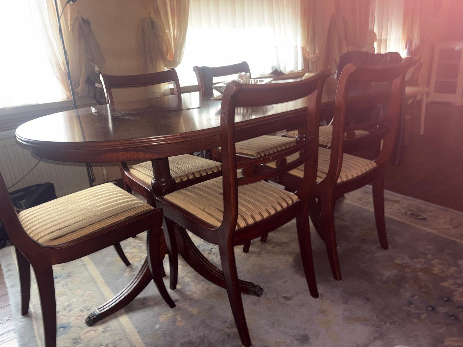 Eettafel met 6 stoelen, Ophalen, Gebruikt, Eik, 4 tot 6 stoelen