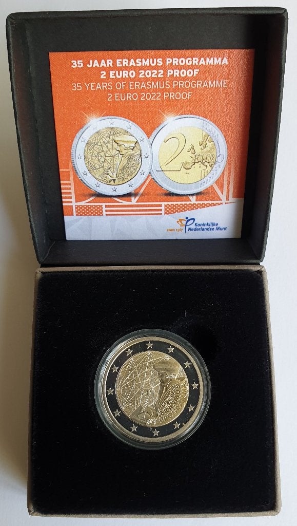 Pays-Bas 2 euros 2022, preuve de 35 ans de programme Erasmus, Timbres & Monnaies, Monnaies | Europe | Monnaies euro, Envoi, 2 euros