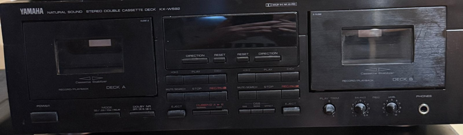 Double deck cassette Yamaha kx-w592, TV, Hi-fi & Vidéo, Enlèvement, Double