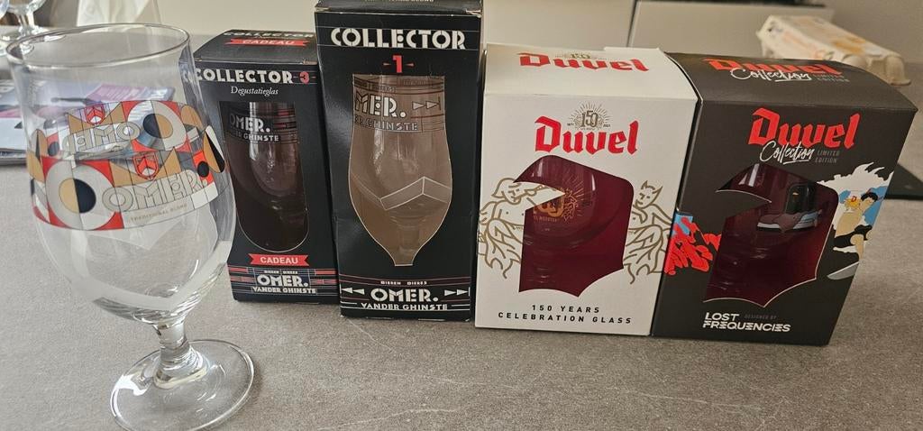 Bierglazen allerlij. Vedett, duvel, cornet, omer, rene, st., Verzamelen, Glas en Drinkglazen, Ophalen
