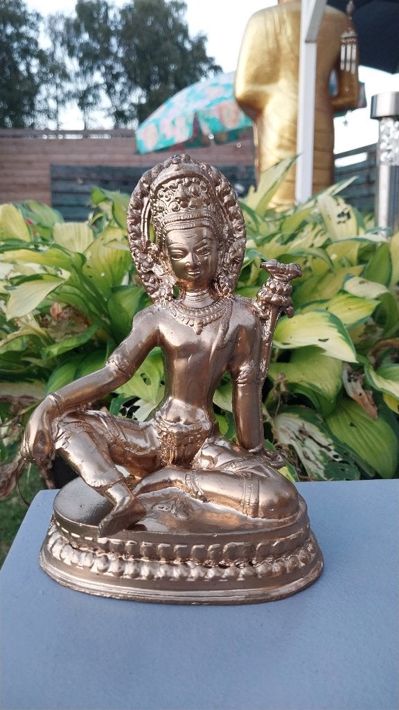 Boeddha Ganesha Tara Tempelbeeld brons,Nepal,Tibet,Buddha, Huis en Inrichting, Woonaccessoires | Boeddhabeelden, 17 cm, Gebruikt