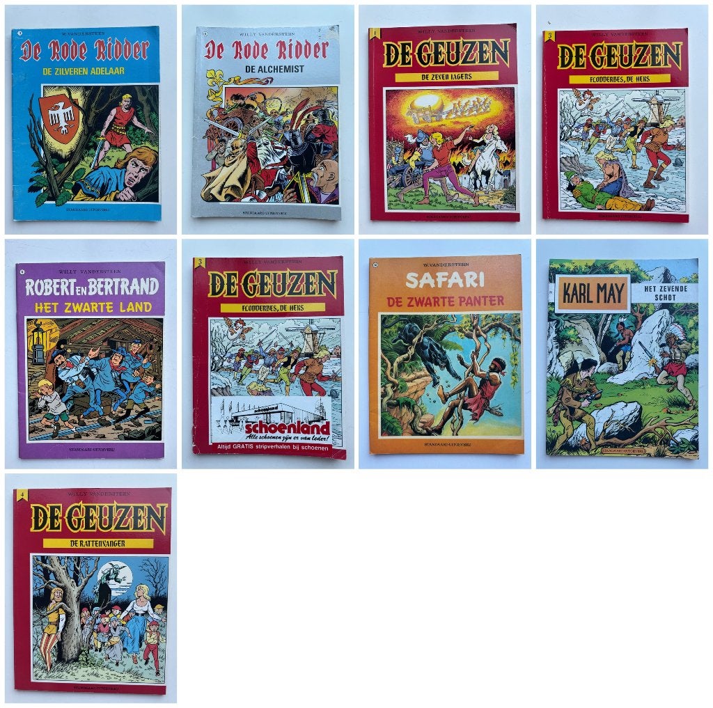 Lot 9 strips Vandersteen: Rode Ridder, Geuzen, Safari, Plusieurs BD, Enlèvement ou Envoi, Utilisé