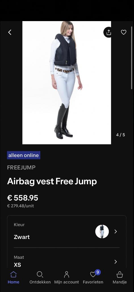 Airbag vest, Dieren en Toebehoren, Paardrijkleding, Ophalen, Zo goed als nieuw, Dames, Bovenkleding