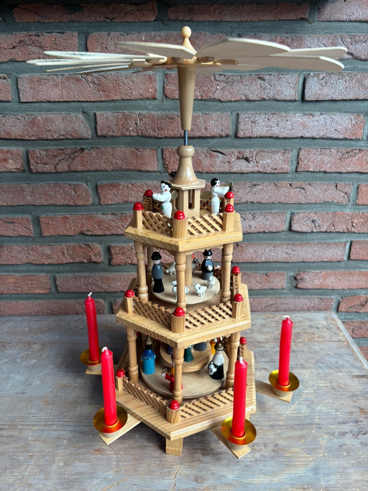 Authentieke houten kerstpiramide / kaarsenmolen, Divers, Noël, Enlèvement, Comme neuf
