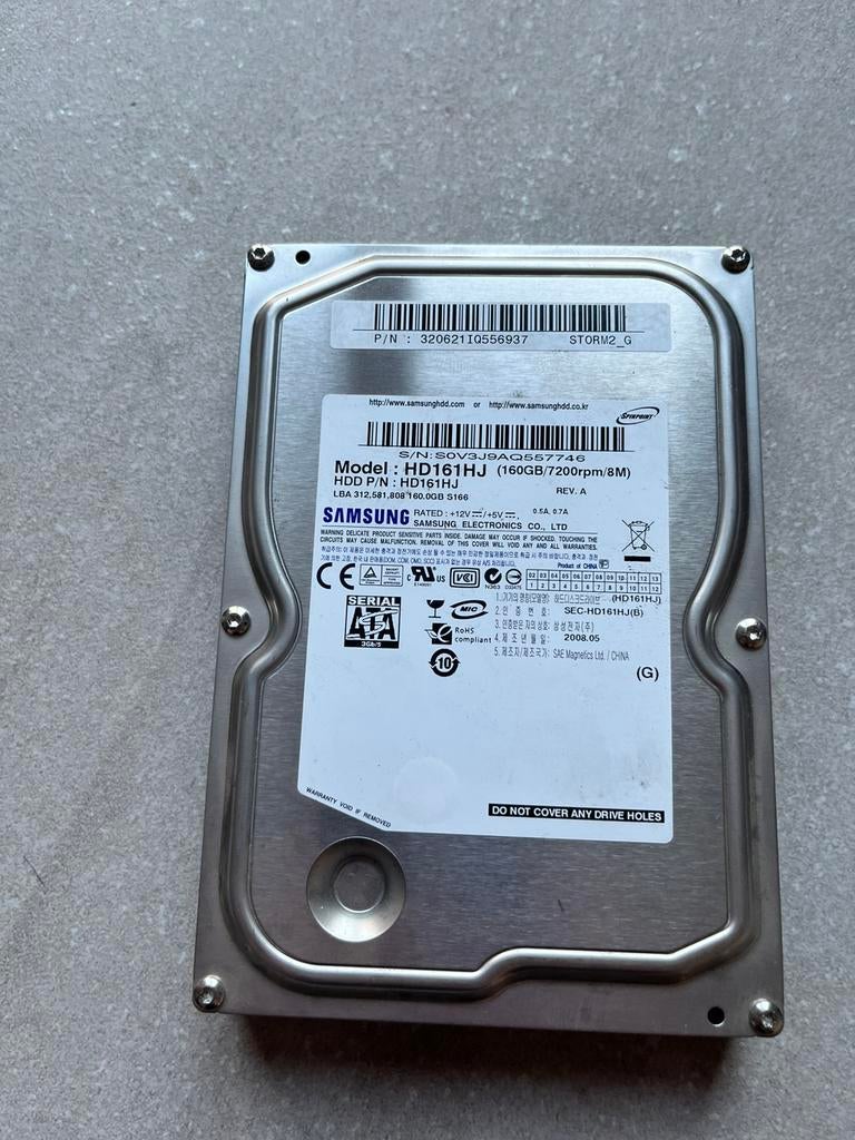 Disque dur SAMSUNG 160 Go à 7200 tr/min, Enlèvement, Comme neuf, HDD