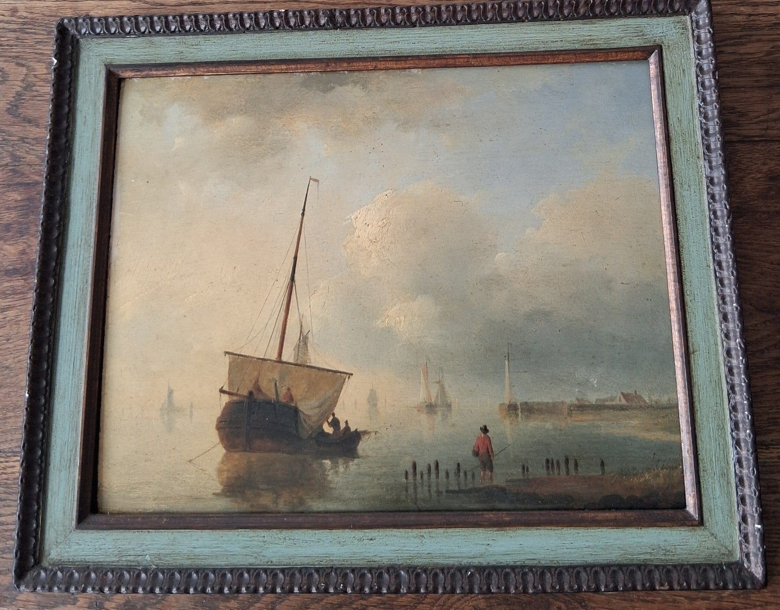 Marine op paneel, Antiek en Kunst, Nederlandse school, Ophalen, Ingelijst, Maritiem / water