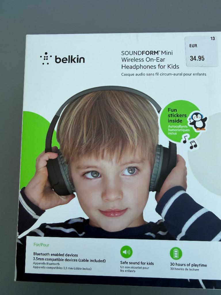 Belkin SOUNDFORM Mini Draadloze On-Ear Koptelefoon Kind, Audio, Tv en Foto, Hoofdtelefoons, Nieuw, Over oor (circumaural), Draadloos