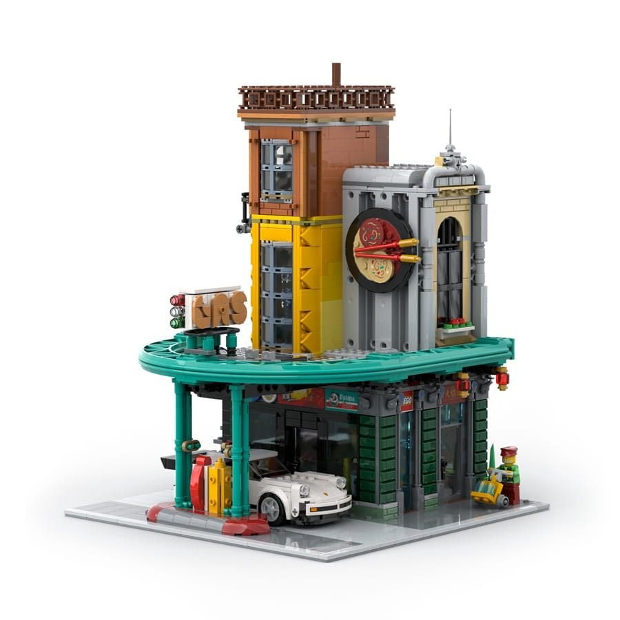 Lego MOC - 114840 Gas Station, Lego, Ensemble complet, Comme neuf, Complet