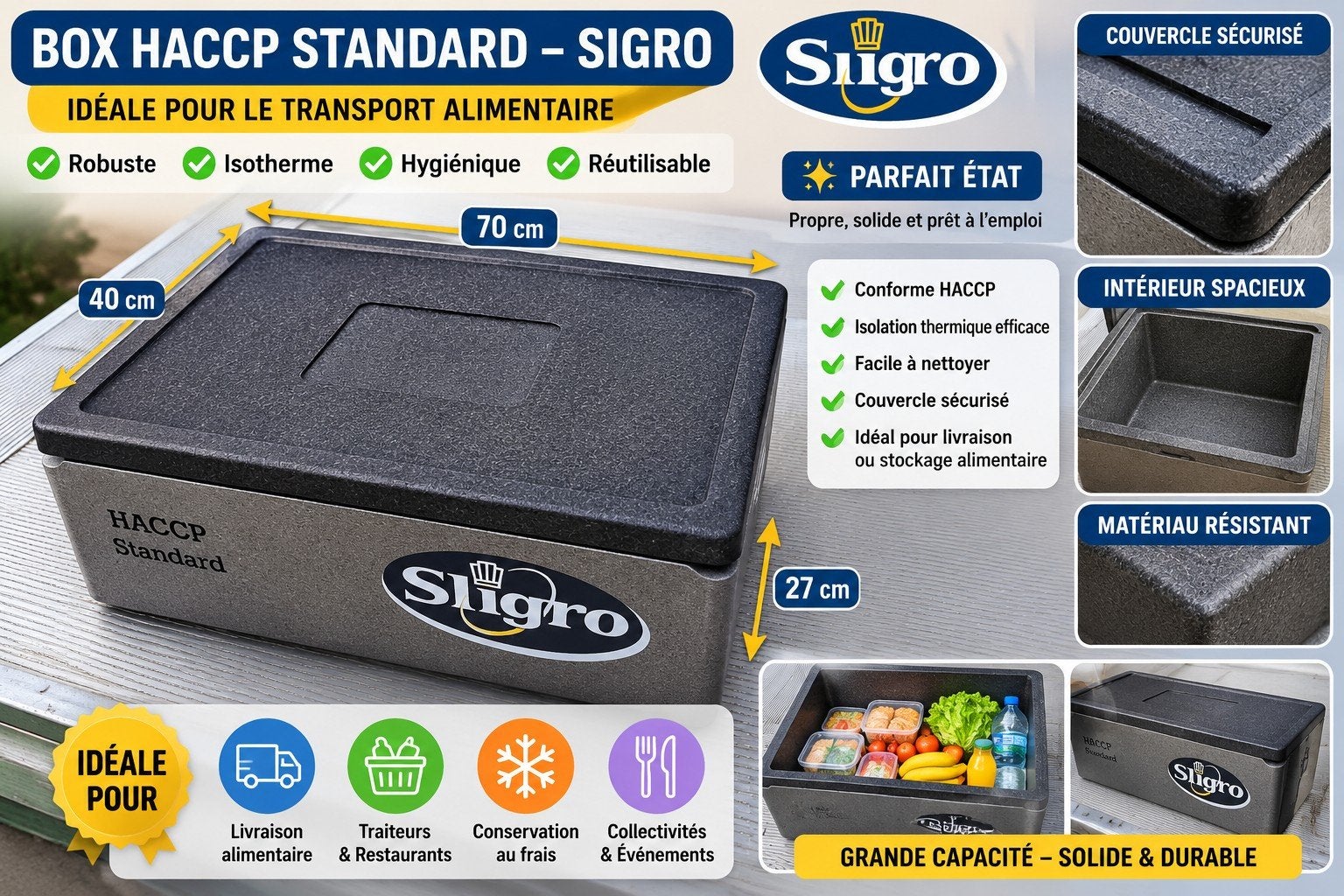 BOX ISOTHERME HACCP SIGRO – NEUVE, Enlèvement