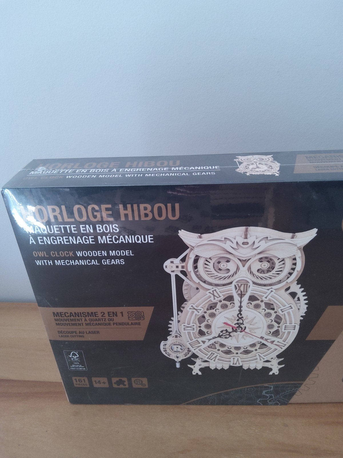 Horloge hibou - maquette en bois à engrenage mécanique, Ophalen of Verzenden