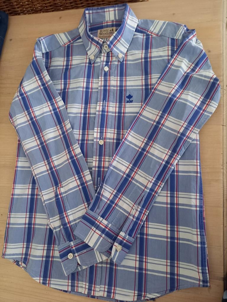 Wit/blauw/rood hemdje River Woods MT10 ZGAN, Kinderen en Baby's, Kinderkleding | Maat 140, Ophalen of Verzenden
