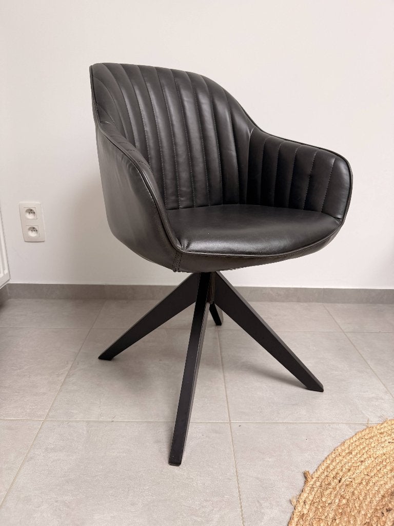 Eetkamerstoel / Bureaustoel, Huis en Inrichting, Stoelen, Ophalen, Gebruikt, Zwart, Leer